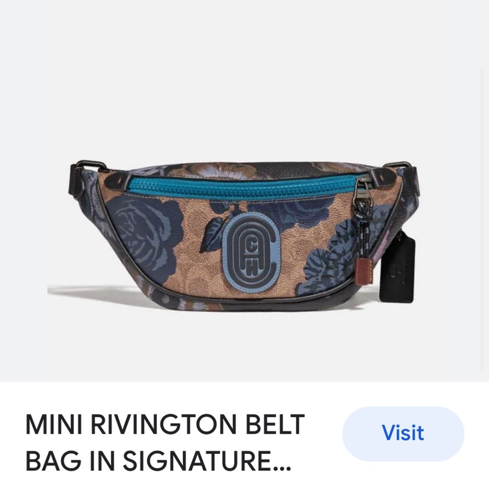 Coach Mini Rivington Belt Bag In Signature Canvas With Kaffe Fassett Print - Picture 7 of 8